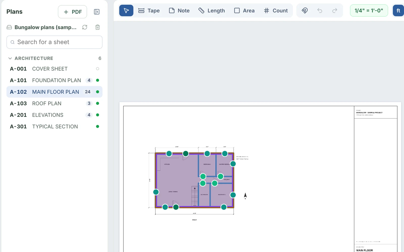 Plan sheets named and scale detected automatically in KOR